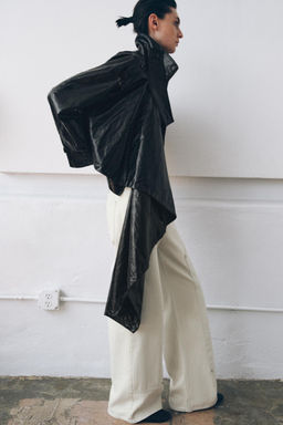 LEATHER EFFECT JACKET WITH SCARF ZW COLLECTION - Zara фото 4
