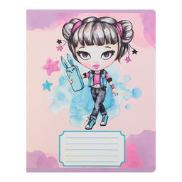 Набор тетрадей 12 листов в линейку Calligrata Pretty Girl, обложка мелованная бумага, серые листы, 10 шт.