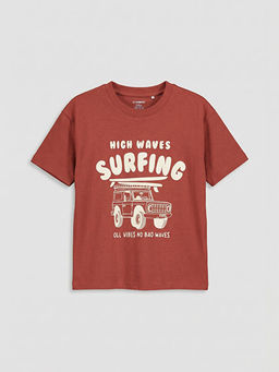 Bisiklet Yaka Bask?l? Erkek ?ocuk Ti??rt