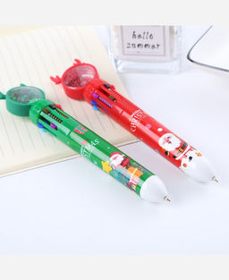 Ручка Новогодняя с блестками многоцветная 10 цветов 9046517