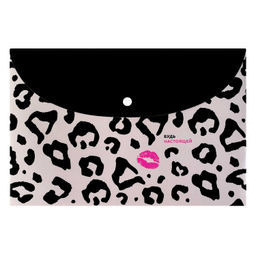 Папка для школьных тетрадей пластиковая Феникс+, арт. 72228/ 12 ЛЕОПАРД (полипропилен, формат А4, 33.5х23 см, 1 отделение (-я), кнопка, УФ-печать)