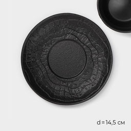 Цена за 6 шт. Чайная пара Magistro Black style, 2 предмета: чашка 200 мл, блюдце d=14,5 см, фарфор, чёрная
