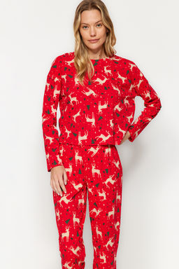 Trendyolmilla Lacivert %100 Pamuklu Y?lbas? Temal? Orme Pijama Tak?m? THMAW21PT0771  фото 2