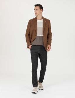 Kiremit Slim Fit Y_n Kar___ml_ Ceket