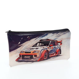 Косметичка-пенал на молнии, с рисунком Авто, серая