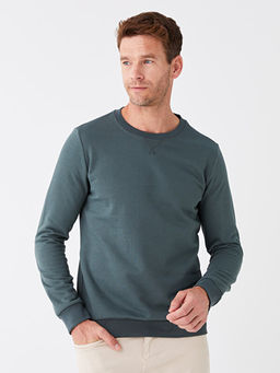 Bisiklet Yaka Uzun Kollu Erkek Kal?n Sweatshirt