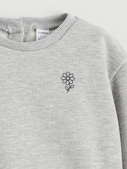 Bisiklet Yaka ?i?ekli K?z ?ocuk Kal?n Sweatshirt