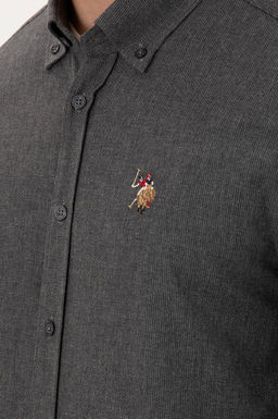 Мужская рубашка антрацитового цвета с длинным рукавом - U.s. polo assn фото 7