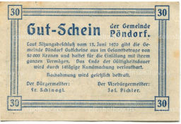 30 геллеров 1920 года Австрия Пёндорф (нотгельд)