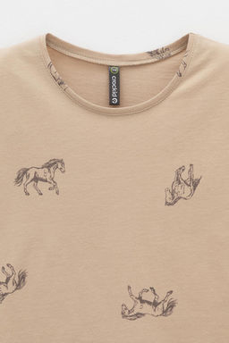 КР 302664/нежный бежевый,милые лошадки к567 фуфайка (футболка) для дев - Crockid фото 2