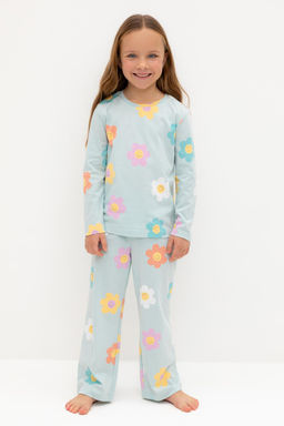 К 1622/25/голубой опал,цветы пижама для дев