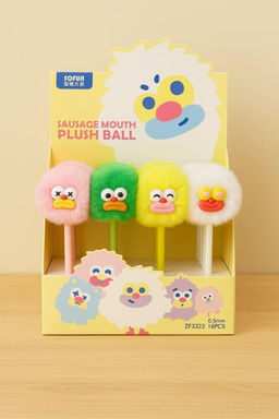 Ручка гелевая с помпоном "The sad monster", white