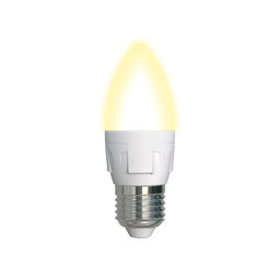 LED-C37 7W/WW/E27/FR PLP01WH Лампа светодиодная. Форма свеча, матовая. Серия ЯРКАЯ. Теплый белый свет (3000K). Картон. ТМ Uniel