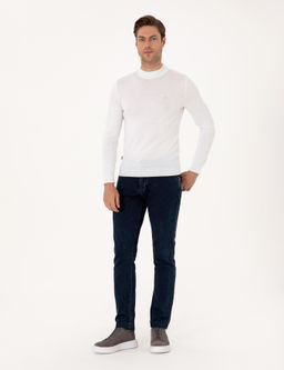 Ekru Slim Fit _eyrek Yaka Basic Triko Kazak - Pierre cardin фото 4