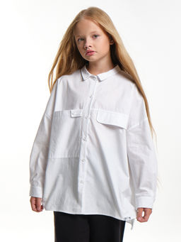 Рубашка для девочки подросткам школьная форма оверсайз UD 7953 белый - Mini maxi фото 5