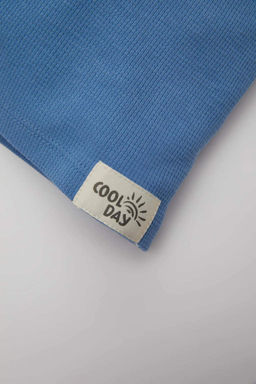 Вафельная футболка с короткими рукавами и круглым вырезом для маленьких мальчиков - Defacto фото 3