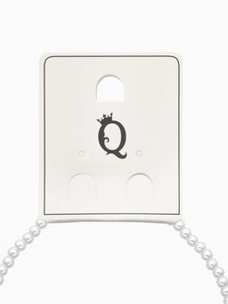 Чокер «Стразик» сердце и жемчужные бусины, белый в серебре, 36 см + 5 см доп, цепочка