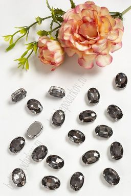 Стразы пришивные 14 мм "Овал" (20 шт) SF-3701, графитовый №2