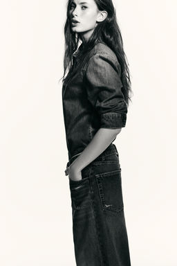 SHIRT-STYLE BODYSUIT WITH SHOULDER PADS