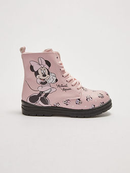 Minnie Mouse Lisansl? Deri G?r?n?ml? Kal?n Taban K?z ?ocuk Bot - Waikiki фото 2
