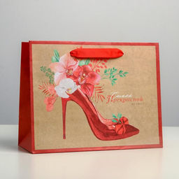 Пакет крафтовый горизонтальный Самой прекрасной, MS 23 х 18 х 10 см