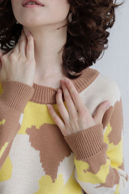 Джемпер бежево-лимонный с шерстью мериноса - Martichelli фото 10