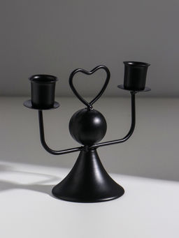 Подсвечник на 2 свечи «Сердечко», d=2.5 см, чёрный, 14×7×12 см
