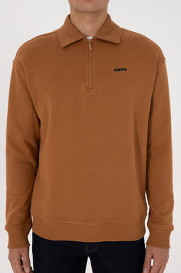 Erkek Regular Fit Yar_m Fermuarl_ Camel Basic Sweatshirt - U.s. polo assn фото 6