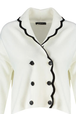 TRENDYOLMILLA Limited Edition Ekru Kruvaze Yaka Renk Bloklu Triko H?rka TWOAW22HI0359  фото 7