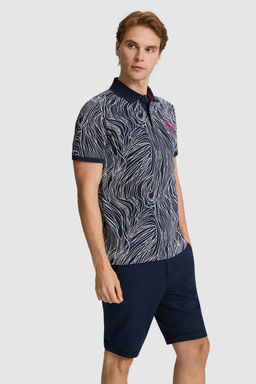 Erkek Lacivert Regular Fit Polo Yaka Basic Ti__rt