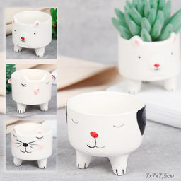 Кашпо 7х7х7,5 см Животные / WN30 /уп 120/ белое