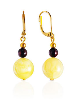 Небольшие лёгкие серьги из натурального янтаря