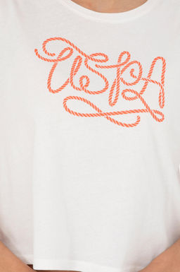 Женская футболка цвета экрю с круглым вырезом - U.s. polo assn фото 13