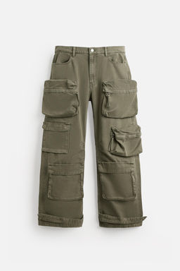 DENIM CARGO TROUSERS WITH POCKETS - Zara фото 7
