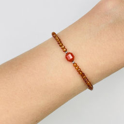 Браслет из Граната Спессартин и Сердолика - Радуга самоцветов фото 2