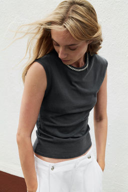 CAMISETA JOYAS EFECTO LAVADO / Gris antracita - Zara фото 2