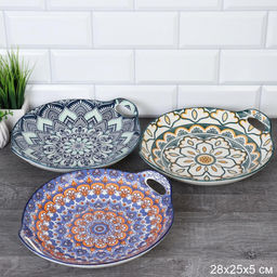 Блюдо круглое 28*25*5 см с ручками керамика арт. ZY023 (691778)