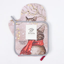 Набор кух. Этель Волшебного счастья: прихватка 19х19 см, варежка-прихватка 20х28 см, 100%  фото 4