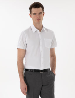 Beyaz Basic Regular Fit K_sa Kollu Cepli G_mlek