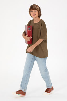 Футболка цвета хаки для мальчика Неожиданная скидка в корзине