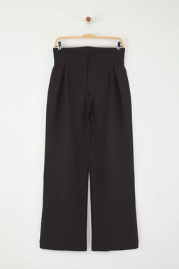 Trendyolmilla Siyah Derin Pilili Wide Leg/Genis Paca Pantolon TWOSS25PL00116  фото 7