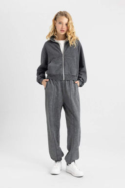 Толстовка на молнии из плотной моющейся ткани с эффектом потертости Cool - Defacto фото 5