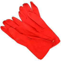 Перчатки хозяйственные, латексные, размер S Хозяюшка с х/б напылением, 57гр, цвет красный, в пакете (Китай) - Домашняя мода фото 2