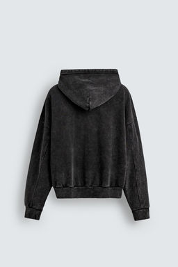 SUDADERA LAVADA CREMALLERA CAPUCHA / Gris oscuro - Zara фото 8
