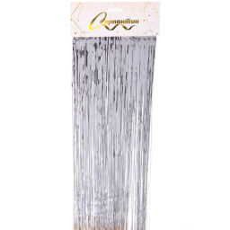 Цена за 10 шт. Дождик 2 м "Глянцевый стиль", серебро