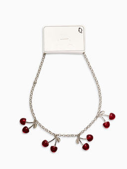 Цепь с подвесками "Вишня", 40+удл, цвет красный в серебре