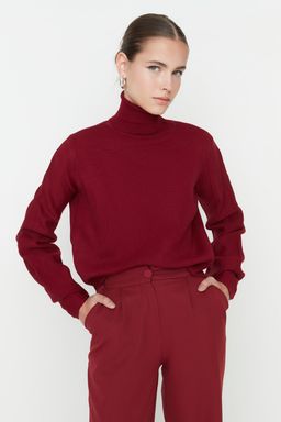 Bordo Basic Bal?kc? Yaka Triko Kazak TWOAW21KZ0485