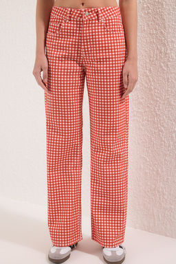 K?rm?z? Potikareli Yuksek Bel Wide Leg Jeans TWOSS25JE00307 - Trendyolmilla фото 3