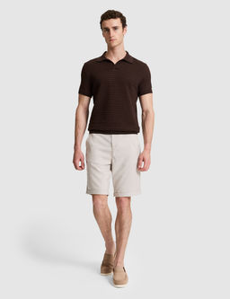 Koyu Kahverengi Slim Fit Keten Kar___ml_ Apa_ Yaka Triko Ti__rt