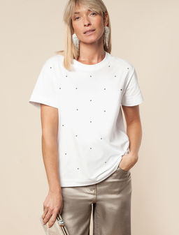 VILATTE / Футболка из премиального хлопка со стразами